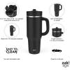 imageZak Designs Harmony 2in1 Coffee Tumbler for Travel or At Home 40oz Recycled Stainless Steel is LeakProof When Closed and Vacuum Insulated with Handle Smoky Lilac PurpleEbony Black