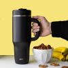 imageZak Designs Harmony 2in1 Coffee Tumbler for Travel or At Home 40oz Recycled Stainless Steel is LeakProof When Closed and Vacuum Insulated with Handle Smoky Lilac PurpleEbony Black