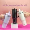 imageZak Designs Harmony 2in1 Coffee Tumbler for Travel or At Home 40oz Recycled Stainless Steel is LeakProof When Closed and Vacuum Insulated with Handle Smoky Lilac PurpleEbony Black