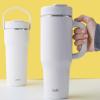 imageZak Designs Harmony 2in1 Coffee Tumbler for Travel or At Home 40oz Recycled Stainless Steel is LeakProof When Closed and Vacuum Insulated with Handle Smoky Lilac PurpleLinen White