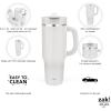 imageZak Designs Harmony 2in1 Coffee Tumbler for Travel or At Home 40oz Recycled Stainless Steel is LeakProof When Closed and Vacuum Insulated with Handle Smoky Lilac PurpleLinen White