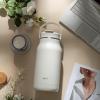 imageZak Designs Harmony 2in1 Water Bottle for Travel or At Home 64oz Recycled Stainless Steel is LeakProof When Closed and Vacuum Insulated with Handle Ebony BlackLinen White