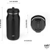 imageZak Designs Harmony 2in1 Water Bottle for Travel or At Home 64oz Recycled Stainless Steel is LeakProof When Closed and Vacuum Insulated with Handle Ebony BlackEbony Black