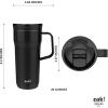 imageZak Designs Harmony Tumbler for Travel or At Home 20oz Recycled Stainless Steel is SplashProof and Vacuum Insulated with Slide Lid and Handle Ebony BlackEbony Black
