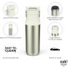 imageZak Designs Harmony Water Bottle for Travel or At Home 32oz Recycled Stainless Steel is LeakProof When Closed and Vacuum Insulated with Sip Lid and Carry Handle Ivory White