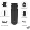 imageZak Designs Harmony Water Bottle for Travel or At Home 32oz Recycled Stainless Steel is LeakProof When Closed and Vacuum Insulated with Sip Lid and Carry Handle Ebony Black