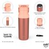 imageZak Designs Harmony Water Bottle for Travel or At Home 32oz Recycled Stainless Steel is LeakProof When Closed and Vacuum Insulated with Sip Lid and Carry Handle Coral Pink