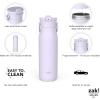 imageZak Designs Harmony Water Bottle for Travel or At Home 32oz Recycled Stainless Steel is LeakProof When Closed and Vacuum Insulated with Straw Lid and Carry Handle Ebony BlackSmoky Lilac Purple