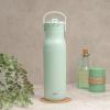 imageZak Designs Harmony Water Bottle for Travel or At Home 32oz Recycled Stainless Steel is LeakProof When Closed and Vacuum Insulated with Straw Lid and Carry Handle Ebony BlackIcicle Mint Green