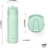 imageZak Designs Harmony Water Bottle for Travel or At Home 32oz Recycled Stainless Steel is LeakProof When Closed and Vacuum Insulated with Straw Lid and Carry Handle Ebony BlackIcicle Mint Green