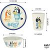 imageZak Designs Kids Dinnerware Set 3 Pieces Durable and Sustainable Melamine Bamboo Plate Bowl and Tumbler are Perfect For Dinner Time With Family DogBluey