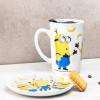 imageZak Designs Minions The Rise of Gru Ceramic Latte Mug and Plate for Coffee Tea Breakfast or Dessert with Travel Mug Lid 2Piece Set17 Fluid OuncesMinions