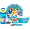 imageZak Designs 5Piece Dinnerware Set Disney Frozen 2  Durable Plastic ampamp Stainless Steel  Includes Water Bottle 8Inch Plate 6Inch Bowl Fork ampamp Spoon  Suitable for Kids Ages 3Baby Shark