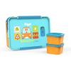 imageZak Designs Blippi Reusable Plastic Bento Box with LeakProof Seal Carrying Handle Microwave Steam Vent and Individual Containers for Kids Packed Lunch 3Piece SetBlippi