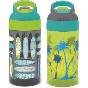 imageZak Designs 175 oz Riverside Bluey Kids Water Bottle with Straw and Built in Carrying Loop Made of Durable Plastic LeakProof Design for Travel 2PK SetMulticolor