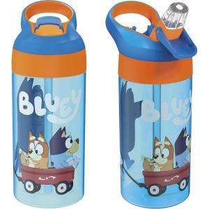 imageZak Designs 175 oz Riverside Bluey Kids Water Bottle with Straw and Built in Carrying Loop Made of Durable Plastic LeakProof Design for Travel 2PK SetBluey