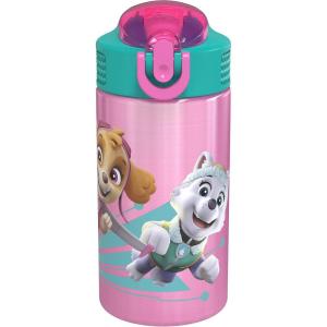 imageZak Designs 188 Stainless Steel Kids Water Bottle with Flipup Straw Locking Spout Cover Durable Cup for Sports or Travel 155oz Paw Patrol SkyePWPTS732
