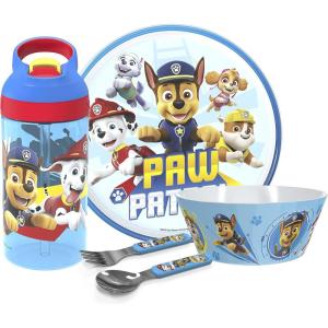 imageZak Designs 5Piece Dinnerware Set Disney Frozen 2  Durable Plastic ampamp Stainless Steel  Includes Water Bottle 8Inch Plate 6Inch Bowl Fork ampamp Spoon  Suitable for Kids Ages 3Paw Patrol Jumping