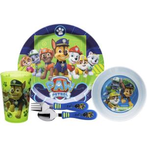 imageZak Designs 5Piece Dinnerware Set Disney Frozen 2  Durable Plastic ampamp Stainless Steel  Includes Water Bottle 8Inch Plate 6Inch Bowl Fork ampamp Spoon  Suitable for Kids Ages 3Paw Patrol