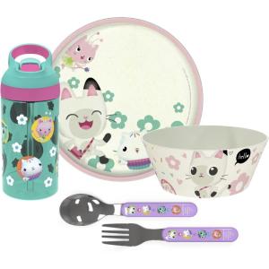 imageZak Designs 5Piece Dinnerware Set Disney Frozen 2  Durable Plastic ampamp Stainless Steel  Includes Water Bottle 8Inch Plate 6Inch Bowl Fork ampamp Spoon  Suitable for Kids Ages 3Gabbys Dollhouse
