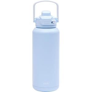 imageZak Designs Beacon Straw Lid Water Bottle for Travel or At Home 32oz Stainless Steel is LeakProof and Vacuum Insulated with Silicone Spout Cover Carry Handle Protective Base Vanilla YellowProvence Blue