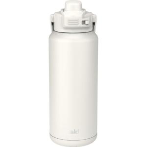 imageZak Designs Beacon Straw Lid Water Bottle for Travel or At Home 32oz Stainless Steel is LeakProof and Vacuum Insulated with Silicone Spout Cover Carry Handle Protective Base Icicle Mint GreenLinen White