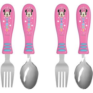 imageZak Designs Bluey Kid Flatware Fun Character Art on Both Utensils Non Slip Fork and Spoon Set is Perfect for Encouraging Picky Eaters to Finish Their Plates 2 pack 4 PCSMinnie Mouse
