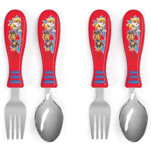 imageZak Designs Bluey Kid Flatware Fun Character Art on Both Utensils Non Slip Fork and Spoon Set is Perfect for Encouraging Picky Eaters to Finish Their Plates 2 pack 4 PCSPaw Patrol