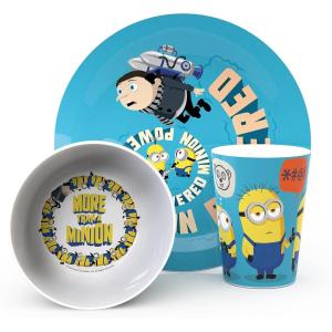 imageZak Designs Bluey Kids Dinnerware Set Includes Plate Bowl Tumbler Water Bottle and Utensil Tableware Made of Durable Material and Perfect for Kids 6 Piece Gift Set NonBPAMinionsGru  3pcs