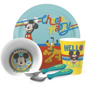 imageZak Designs Bluey Kids Dinnerware Set Includes Plate Bowl Tumbler Water Bottle and Utensil Tableware Made of Durable Material and Perfect for Kids 6 Piece Gift Set NonBPAMickey Mouse Rainbow  5pcs