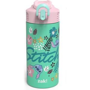 imageZak Designs Disney Lilo and Stitch  Stainless Steel Vacuum Insulated Water Bottle  14 oz  Durable ampamp Leak Proof  FlipUp Straw Spout ampamp BuiltIn Carrying Loop  BPA Free