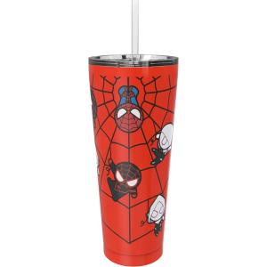 imageZak Designs Disney Minnie Mouse Vacuum Insulated Stainless Steel Travel Tumbler with SplashProof Lid Includes Reusable Plastic Straw and Fits in Car Cup Holders 188 SS 25 oz Sure ThingMarvel SpiderMan