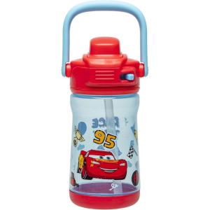 imageZak Designs Disney Princess Beacon Kid Water Bottle for Travel 12oz Plastic is Durable and LeakProof with Liquid Lock Spout Carry Handle Protective Base Ariel Cinderella Moana Rapunzel TianaDisney Pixar Cars Lightning McQueen