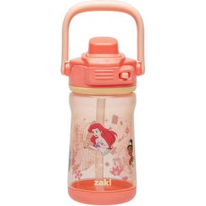 imageZak Designs Disney Princess Beacon Kid Water Bottle for Travel 12oz Plastic is Durable and LeakProof with Liquid Lock Spout Carry Handle Protective Base Ariel Cinderella Moana Rapunzel TianaDisney Princess Ariel  Cinderella  Moana  Rapunzel  Tiana