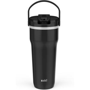 imageZak Designs Harmony 2in1 Coffee Tumbler for Travel or At Home 30oz Recycled Stainless Steel is LeakProof When Closed and Vacuum Insulated with Handle Ebony BlackEbony Black