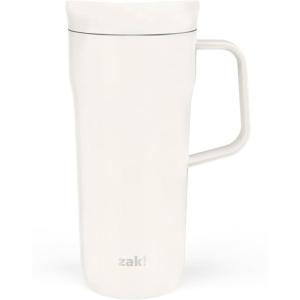 imageZak Designs Harmony Tumbler for Travel or At Home 20oz Recycled Stainless Steel is SplashProof and Vacuum Insulated with Slide Lid and Handle Ebony BlackCream White