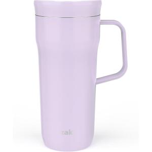 imageZak Designs Harmony Tumbler for Travel or At Home 20oz Recycled Stainless Steel is SplashProof and Vacuum Insulated with Slide Lid and Handle Ebony BlackSmoky Lilac Purple