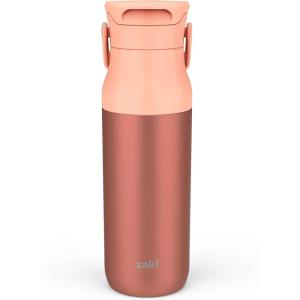 imageZak Designs Harmony Water Bottle for Travel or At Home 32oz Recycled Stainless Steel is LeakProof When Closed and Vacuum Insulated with Sip Lid and Carry Handle Coral Pink