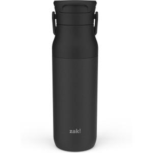 imageZak Designs Harmony Water Bottle for Travel or At Home 32oz Recycled Stainless Steel is LeakProof When Closed and Vacuum Insulated with Sip Lid and Carry Handle Ebony Black