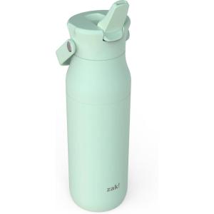 imageZak Designs Harmony Water Bottle for Travel or At Home 32oz Recycled Stainless Steel is LeakProof When Closed and Vacuum Insulated with Straw Lid and Carry Handle Ebony BlackIcicle Mint Green