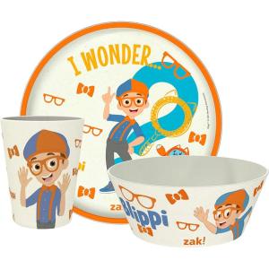 imageZak Designs Kids Dinnerware Set 3 Pieces Durable and Sustainable Melamine Bamboo Plate Bowl and Tumbler are Perfect For Dinner Time With Family DogBlippi