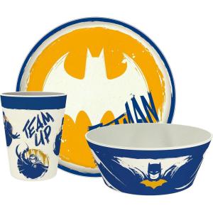 imageZak Designs Kids Dinnerware Set 3 Pieces Durable and Sustainable Melamine Bamboo Plate Bowl and Tumbler are Perfect For Dinner Time With Family DogDC Comics Batman