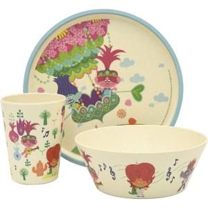 imageZak Designs Kids Dinnerware Set 3 Pieces Durable and Sustainable Melamine Bamboo Plate Bowl and Tumbler are Perfect For Dinner Time With Family DogDreamWorks Trolls World Tour