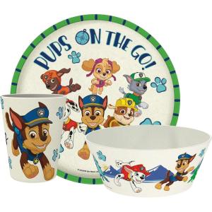 imageZak Designs Kids Dinnerware Set 3 Pieces Durable and Sustainable Melamine Bamboo Plate Bowl and Tumbler are Perfect For Dinner Time With Family DogPAW Patrol Chase  Marshall  Skye