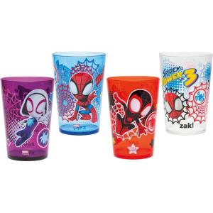 imageZak Designs Marvel SpiderMan Nesting Tumbler Set for At Home 145oz NonBPA Plastic Cups 4Pack Spidey and His Amazing FriendsSpidey and His Amazing Friends