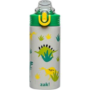 imageZak Designs Minecraft Sage Kids Water Bottle For School or Travel 14oz Stainless Steel Water Bottle With Straw Handle and LeakProof PopUp Spout Cover CreeperDino