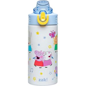 imageZak Designs Minecraft Sage Kids Water Bottle For School or Travel 14oz Stainless Steel Water Bottle With Straw Handle and LeakProof PopUp Spout Cover CreeperPeppa Pig
