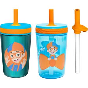 imageZak Designs Spidey and His Amazing Friends Kelso Tumbler Set LeakProof ScrewOn Lid with Straw Bundle for Kids Includes Plastic and Stainless Steel Cups with Bonus Sipper 3pc Set NonBPABlippi