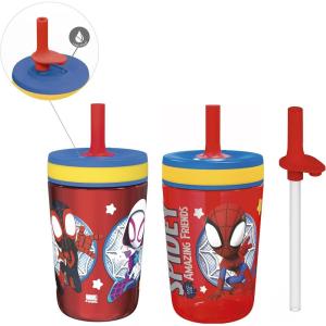 imageZak Designs Spidey and His Amazing Friends Kelso Tumbler Set LeakProof ScrewOn Lid with Straw Bundle for Kids Includes Plastic and Stainless Steel Cups with Bonus Sipper 3pc Set NonBPASpidey