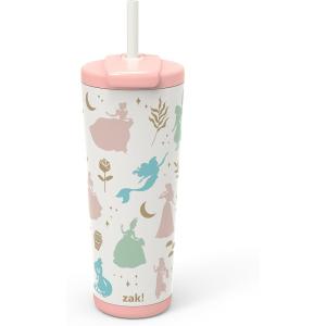 imageZak Designs Squishmallows Straw Tumbler for Travel or At Home 24oz Stainless Steel with Vacuum Insulation and NonSkid Base SquishmallowsDisney Princess